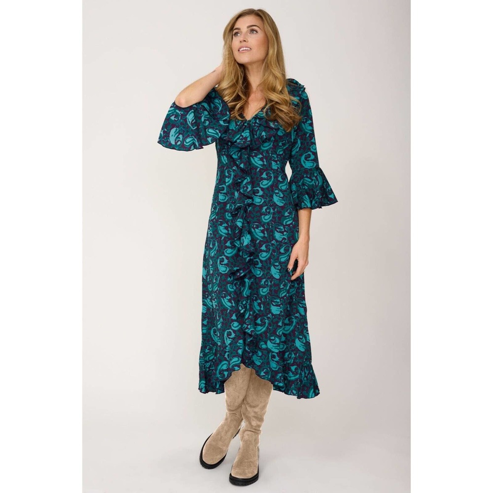 NEW AT LAST… WOMEN’S SIZE 18 VICTORIA MIDI DRESS IN TURQUOISE & PURPLE SWIRL